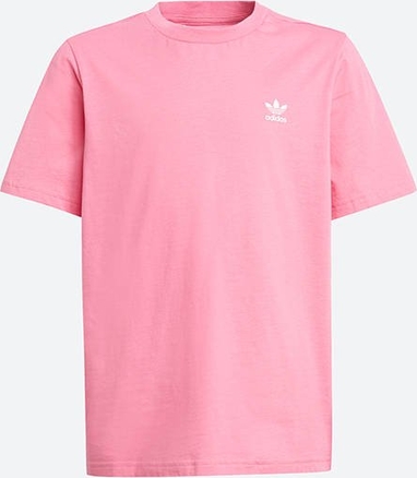 Różowa koszulka dziecięca Adidas Originals dla chłopców z bawełny