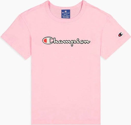 Różowa koszulka dziecięca Champion z bawełny