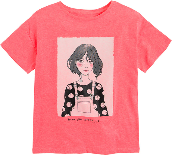 Różowa koszulka dziecięca Cool Club dla dziewczynek z bawełny z krótkim rękawem