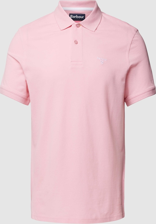 Różowa koszulka polo Barbour w stylu casual z bawełny