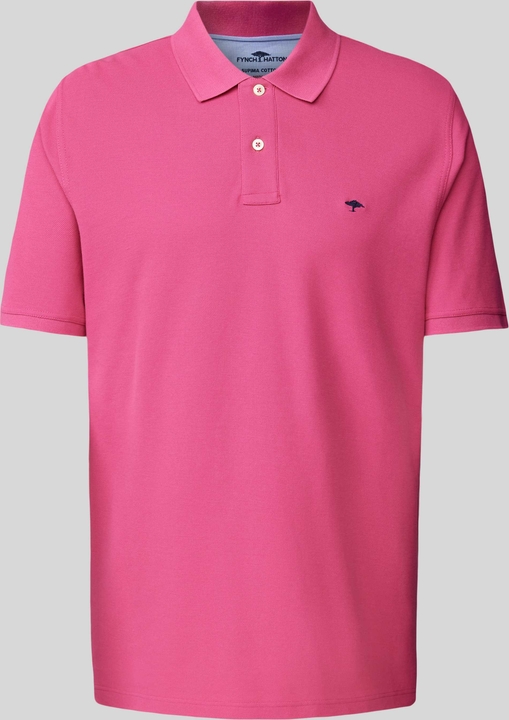 Różowa koszulka polo Fynch Hatton z krótkim rękawem z bawełny