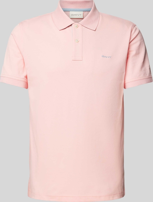 Różowa koszulka polo Gant z krótkim rękawem w stylu casual z bawełny