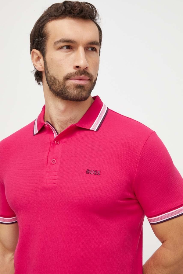 Różowa koszulka polo Hugo Boss w stylu casual z bawełny