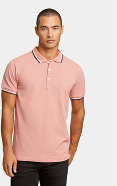 Różowa koszulka polo MODIVO z krótkim rękawem w stylu casual