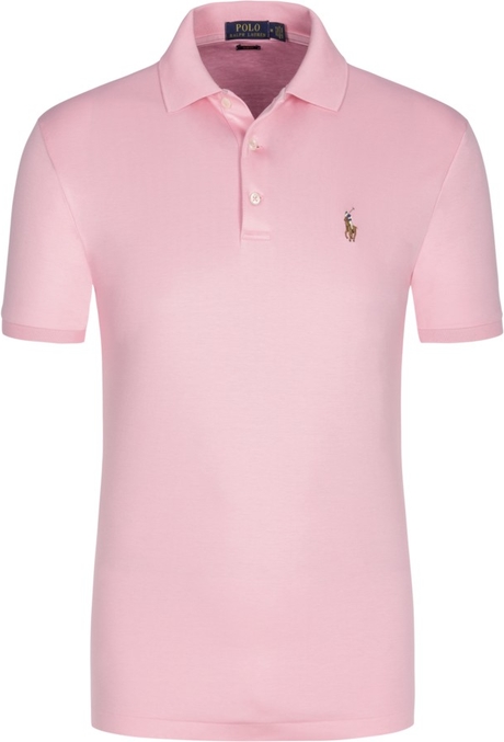 Różowa koszulka polo POLO RALPH LAUREN z dżerseju z krótkim rękawem