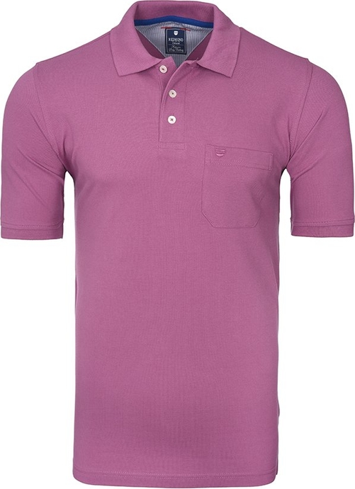 Różowa koszulka polo Redmond z krótkim rękawem z bawełny w stylu casual