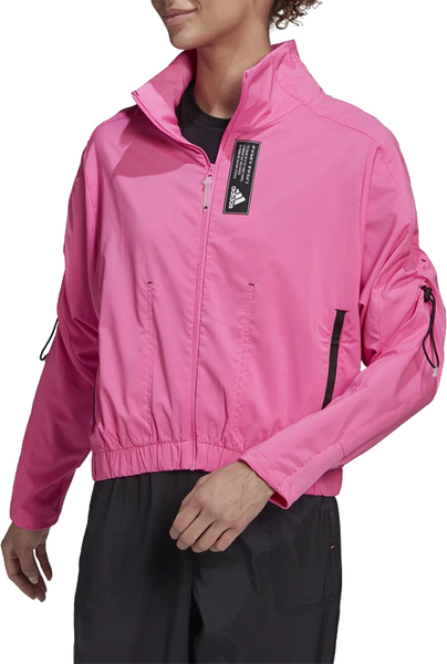 Różowa kurtka Adidas w sportowym stylu krótka