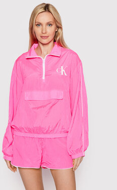 Różowa kurtka Calvin Klein bez kaptura krótka anorak
