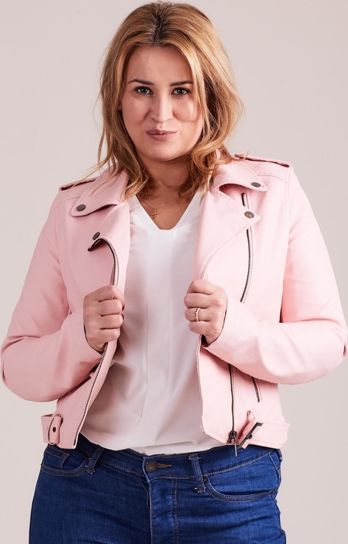 Różowa kurtka Factory Price w stylu casual krótka