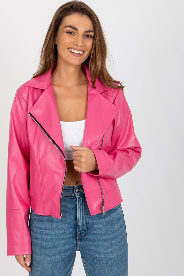 Różowa kurtka Lakerta w stylu casual bez kaptura krótka