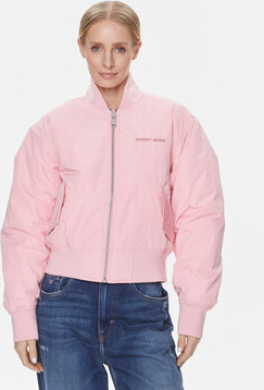 Różowa kurtka Tommy Jeans krótka bez kaptura