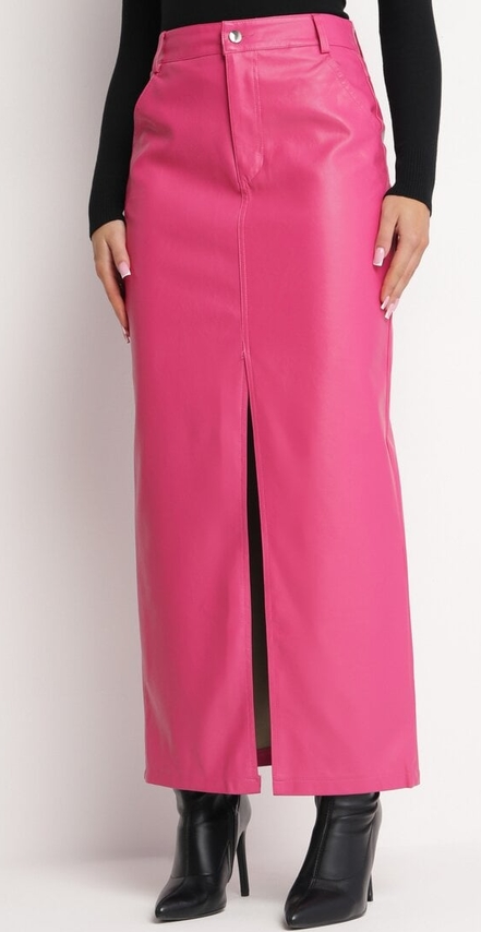 Różowa spódnica born2be midi w stylu casual