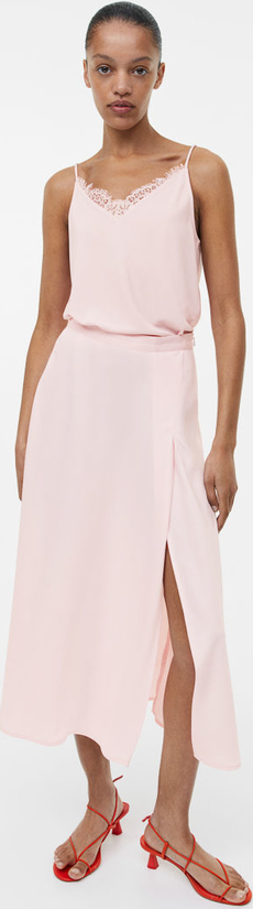 Różowa spódnica H & M z satyny