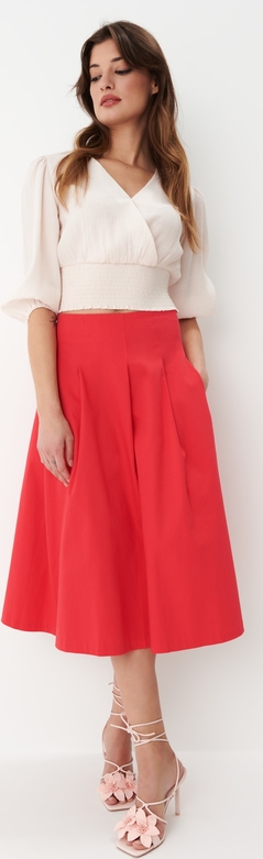 Różowa spódnica Mohito midi w stylu casual z bawełny