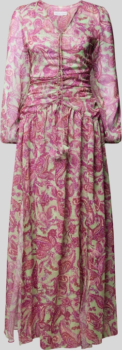 Różowa sukienka Adlysh w stylu boho maxi z długim rękawem