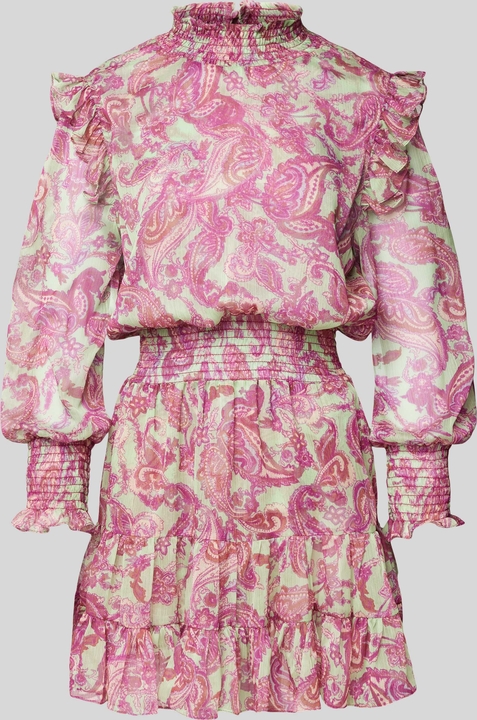 Różowa sukienka Adlysh z długim rękawem mini z szyfonu
