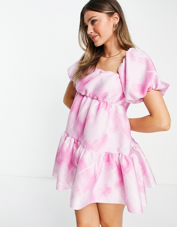 Różowa sukienka Asos oversize w stylu casual z dekoltem w kształcie litery v