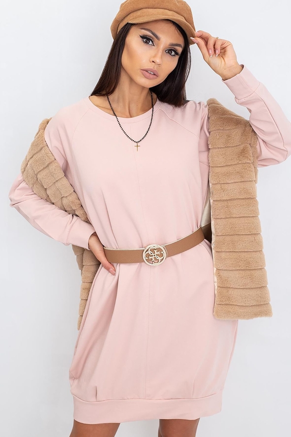 Różowa sukienka Basic Feel Good z bawełny mini w stylu casual