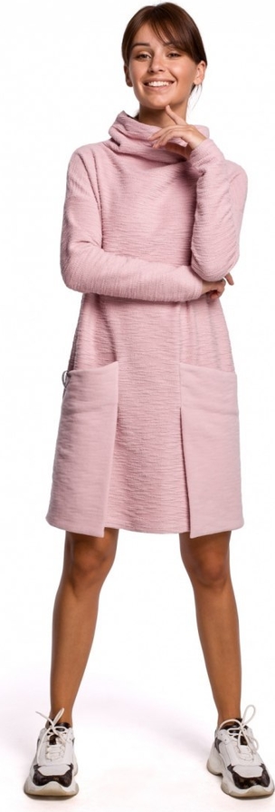 Różowa sukienka Be mini z golfem