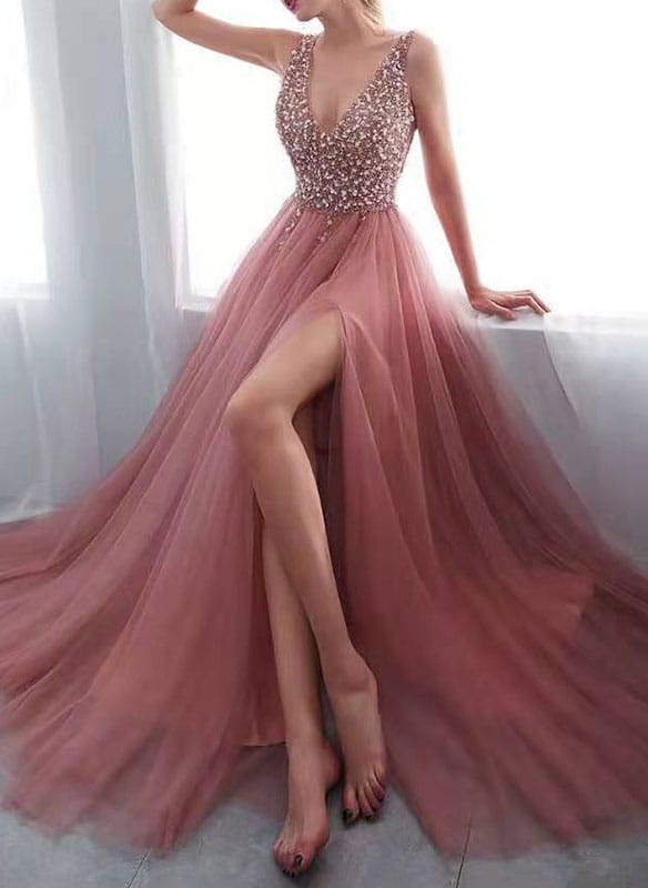 Różowa sukienka Cikelly z tiulu bez rękawów