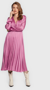 Różowa sukienka comma, z dekoltem w kształcie litery v midi