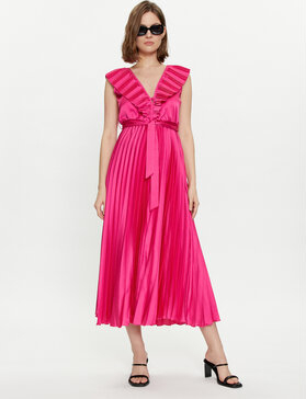 Różowa sukienka Dixie bez rękawów maxi z dekoltem w kształcie litery v