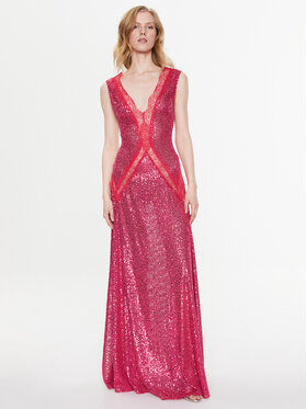 Różowa sukienka Elisabetta Franchi na ramiączkach maxi