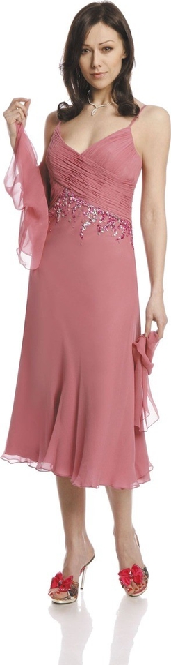 Różowa sukienka Fokus bez rękawów midi z dekoltem w kształcie litery v