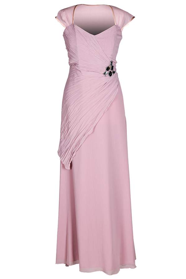Różowa sukienka Fokus maxi asymetryczna