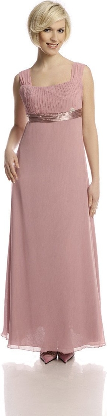 Różowa sukienka Fokus maxi z okrągłym dekoltem z przeźroczystą kieszenią