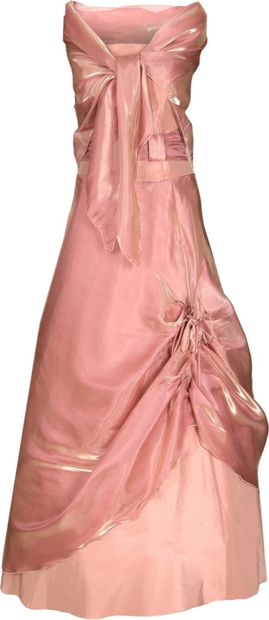 Różowa sukienka Fokus rozkloszowana maxi bez rękawów