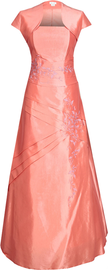Różowa sukienka Fokus rozkloszowana maxi z krótkim rękawem