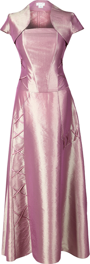 Różowa sukienka Fokus rozkloszowana z krótkim rękawem maxi