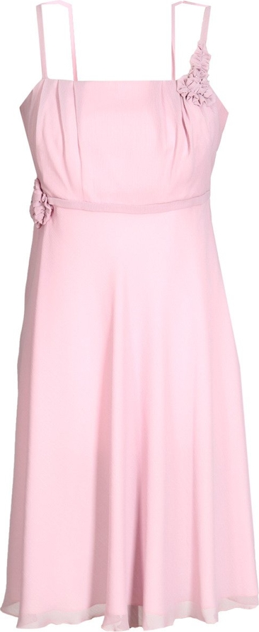 Różowa sukienka Fokus rozkloszowana z okrągłym dekoltem bez rękawów