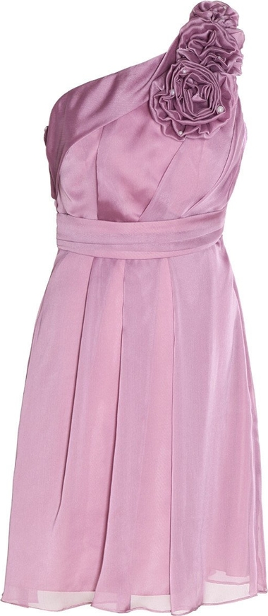 Różowa sukienka Fokus z asymetrycznym dekoltem bez rękawów maxi