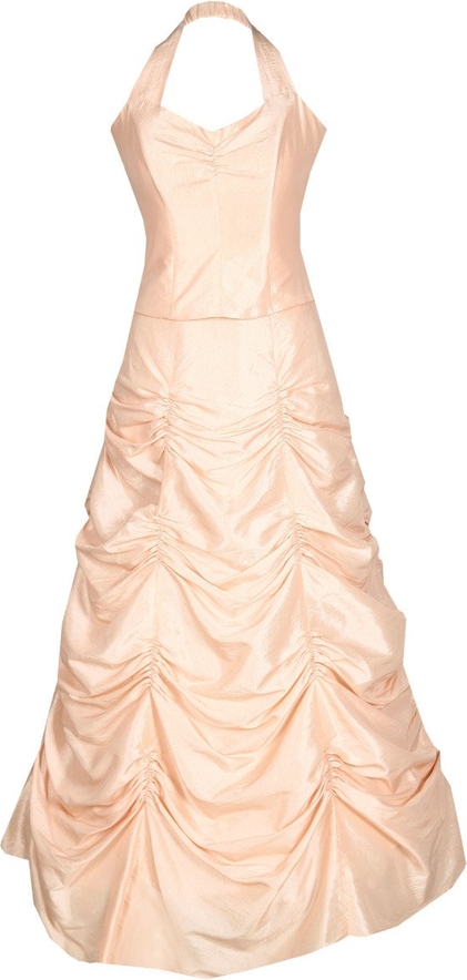 Różowa sukienka Fokus z dekoltem halter maxi