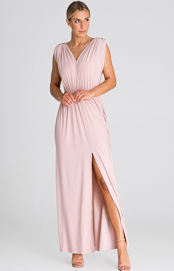 Różowa sukienka Fokus z dekoltem w kształcie litery v