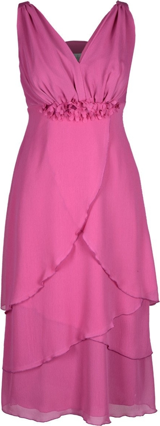 Różowa sukienka Fokus z dekoltem w kształcie litery v w stylu glamour