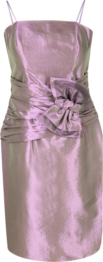 Różowa sukienka Fokus z długim rękawem dopasowana