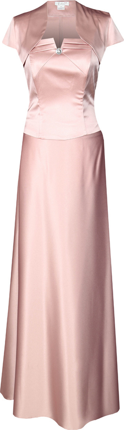 Różowa sukienka Fokus z krótkim rękawem maxi