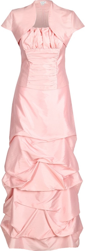 Różowa sukienka Fokus z krótkim rękawem midi rozkloszowana