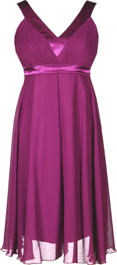 Różowa sukienka Fokus z szyfonu z dekoltem w kształcie litery v