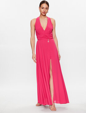Różowa sukienka Fracomina maxi bez rękawów z dekoltem w kształcie litery v