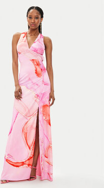 Różowa sukienka Fracomina z dekoltem w kształcie litery v bez rękawów maxi