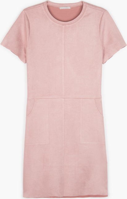 Różowa sukienka Gate z krótkim rękawem w stylu casual mini