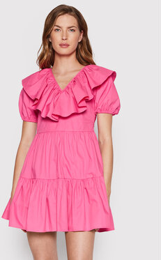 Różowa sukienka Glamorous z dekoltem w kształcie litery v z krótkim rękawem w stylu casual