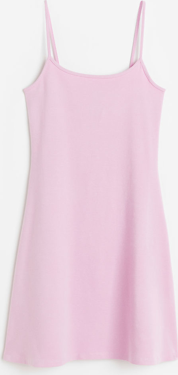 Różowa sukienka H & M na ramiączkach w stylu casual z dżerseju