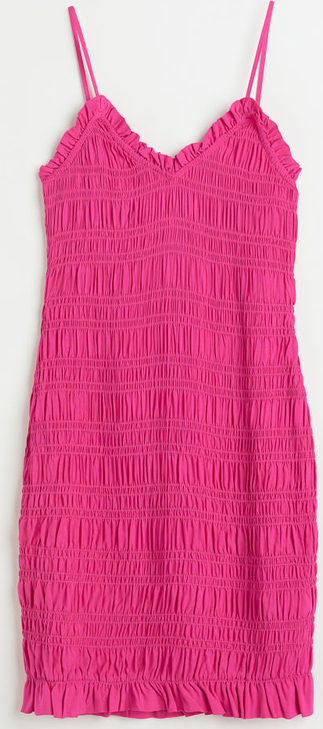 Różowa sukienka H & M z dekoltem w kształcie litery v dopasowana mini
