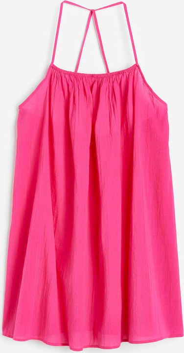 Różowa sukienka H & M z okrągłym dekoltem z bawełny