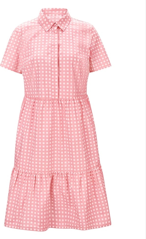 Różowa sukienka Heine mini z bawełny z krótkim rękawem